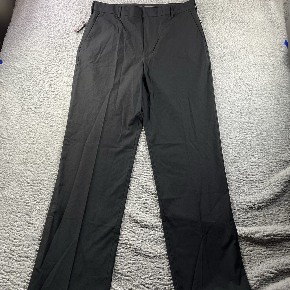 Van Heusen FLEX Dress Pants Men's 34x36 Straight Fit Flat Front Black NWT